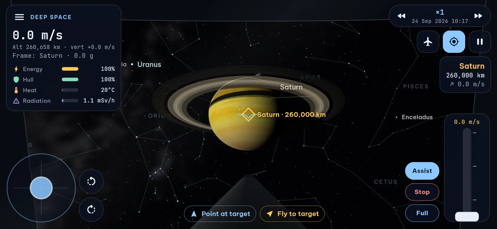 Saturn and its rings seen from 260,000 km