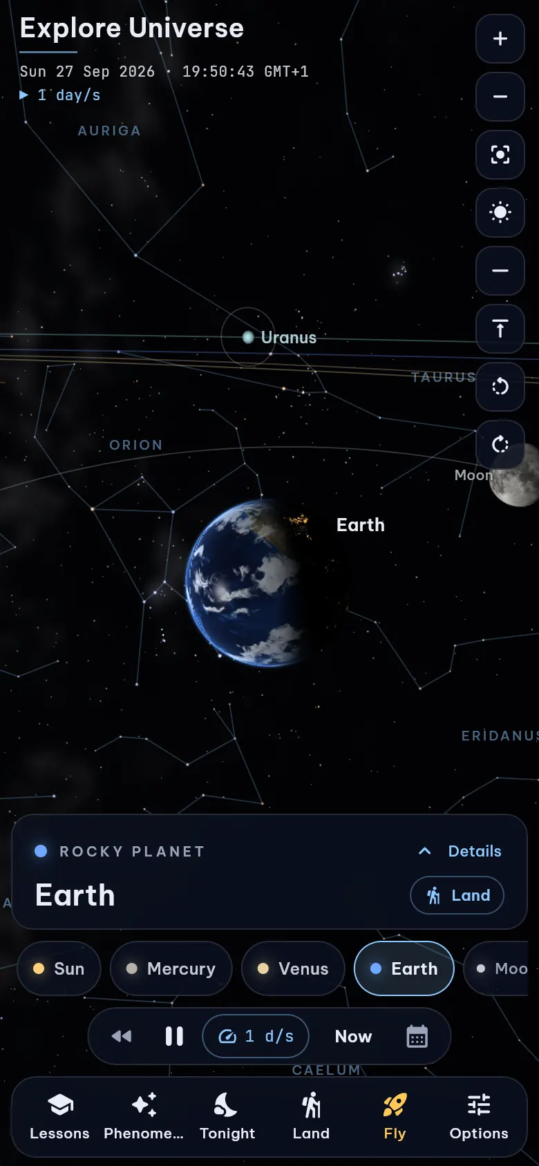 Earth with clouds, oceans and the day-night line