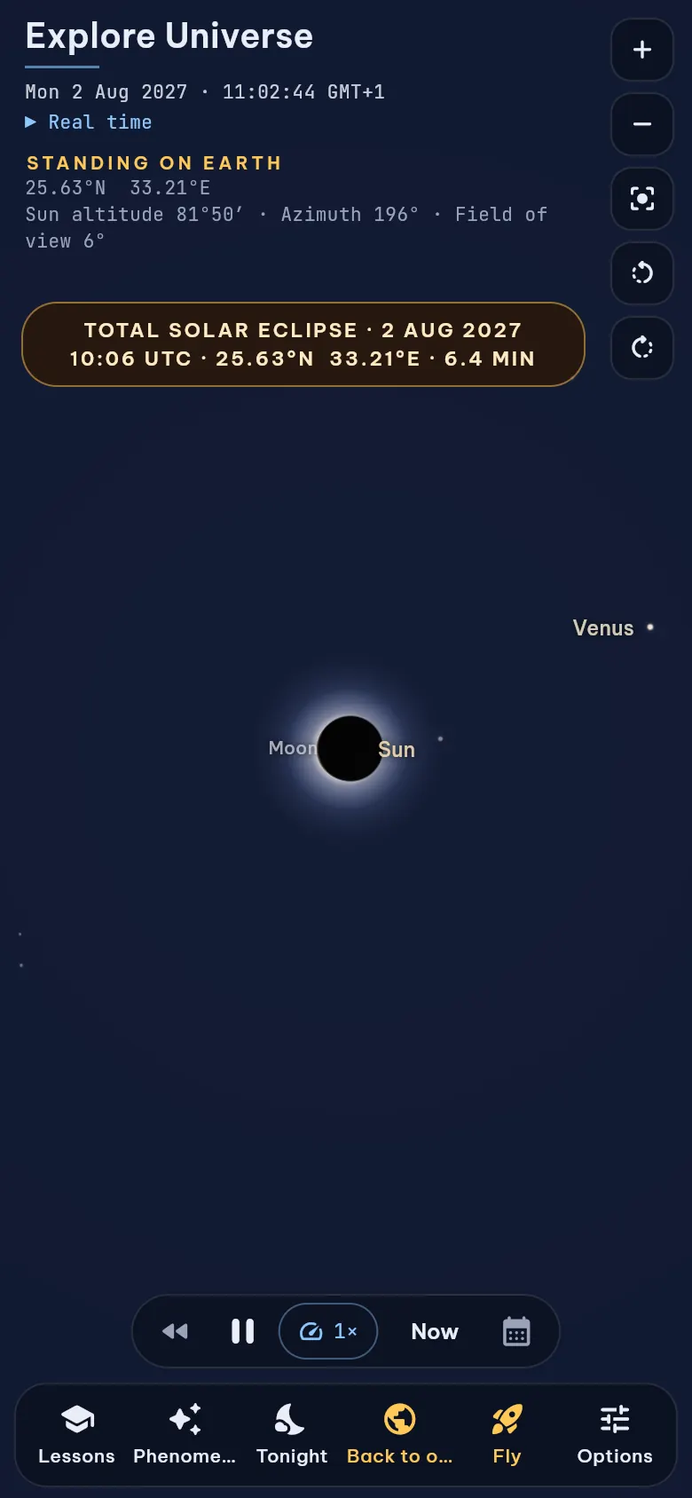 The total solar eclipse of 2 August 2027 seen from Earth