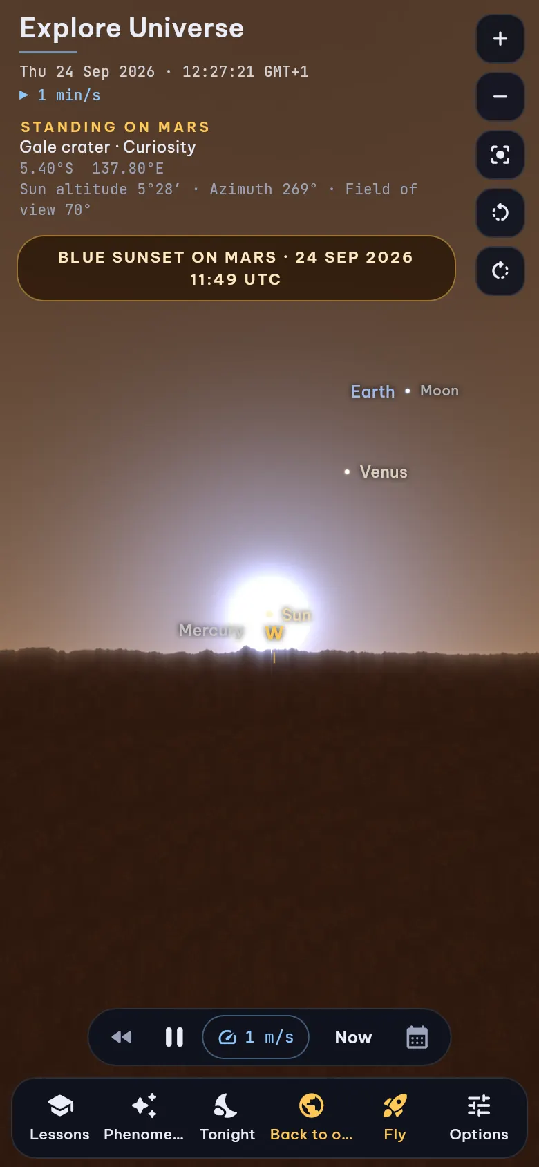 A blue sunset seen from Gale crater on Mars